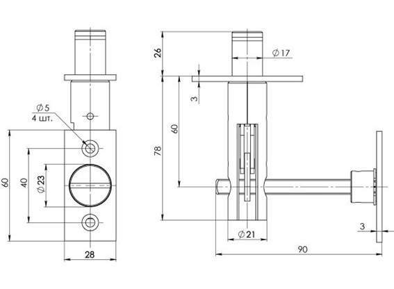 Задвижка торцевая Fuaro TDB-PRO-860SET (TDB 860-24) CP (хром) 60мм - 2