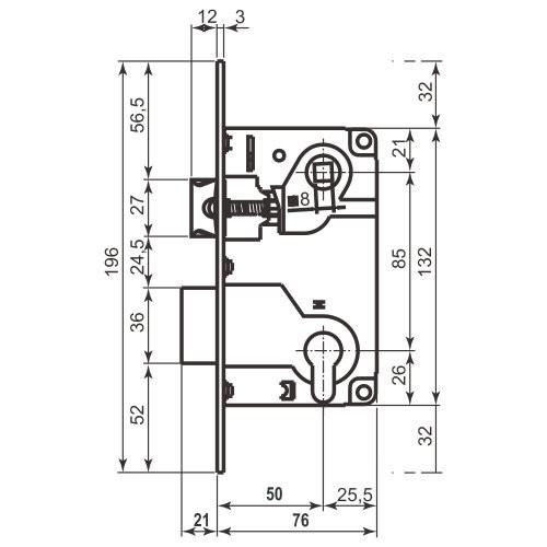 Замок межкомнатный AGB CENTRO B010255006 (никель) - 2