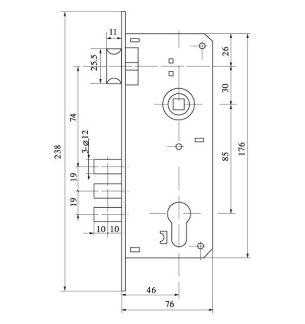Замок врезной Fuaro SET F9011 CP - 1