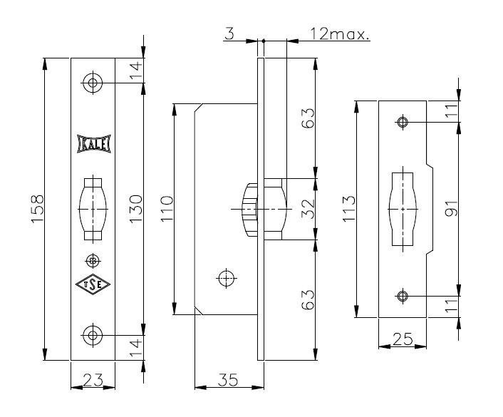 Защелка врезная ролик 155-B (35 mm) (латунь) - 2 Защелка врезная ролик 155-B (35 mm) (латунь) - 2