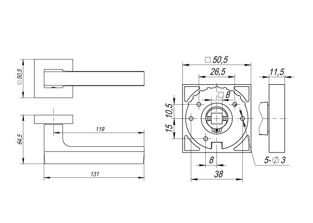 Ручка раздельная Fuaro FLASH DM CP-SN-8 Хром-матовый никель - 3