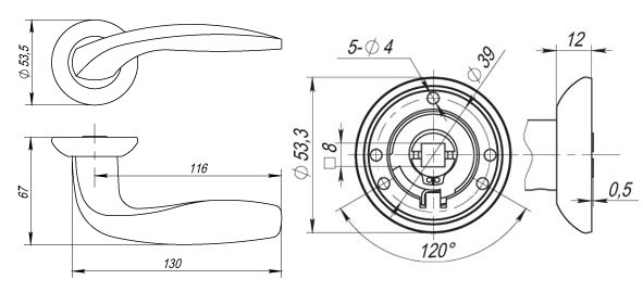 Ручка раздельная VITA RM ABG-6 зеленая бронза - 2
