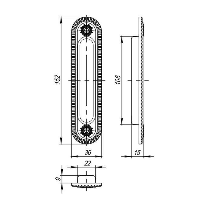 Ручка для раздвижных дверей Armadillo SH010-CL SILVER-925 Серебро 925 - 3