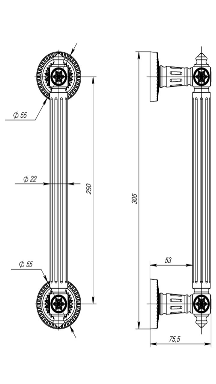Ручка-скоба Armadillo PULL.CL250.Matador ( Matador PULL CL) BB-17 коричневая бронза - 2