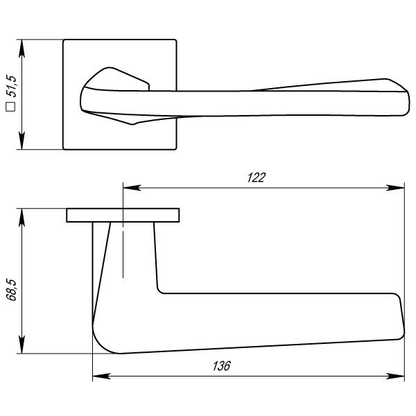 Ручка раздельная TORSO USS SN-3 Матовый никель  - 2