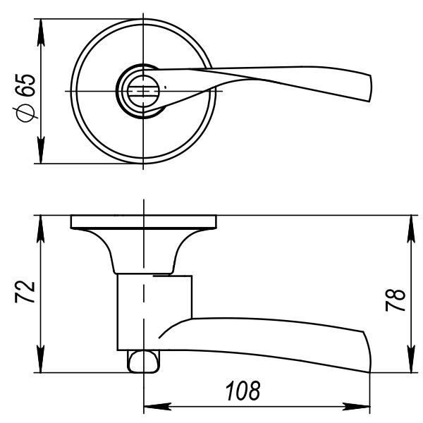 Ручка защелка 6010 CP-B (фик.) хром - 2