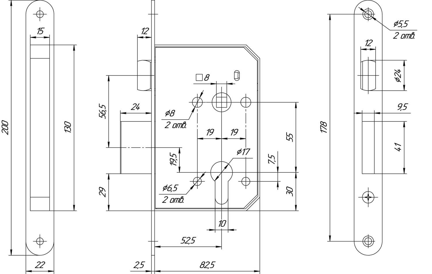 Корпус врезного замка Меттэм ЗВ4 401.0.0 - 3