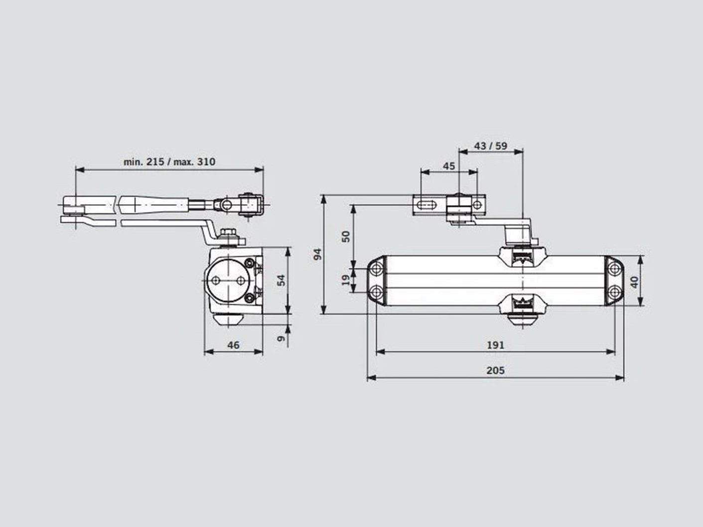 Доводчик дверной DormakabaTS Compakt EN2-3-4 серый - 2