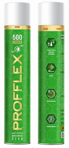 Бытовая монтажная пена PROFFLEX HOME 500 STANDARD универсальная - 1 Бытовая монтажная пена PROFFLEX HOME 500 STANDARD универсальная - 1