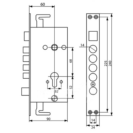 Корпус замка Master Lock 2524-Зр, правый (автомат) - 2