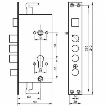 Корпус замка Master Lock 3024-Зр правый  автомат - 1