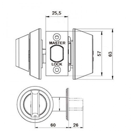 Замок врезной MASTER-LOCK Dead Bolt Nokey R правый - 3
