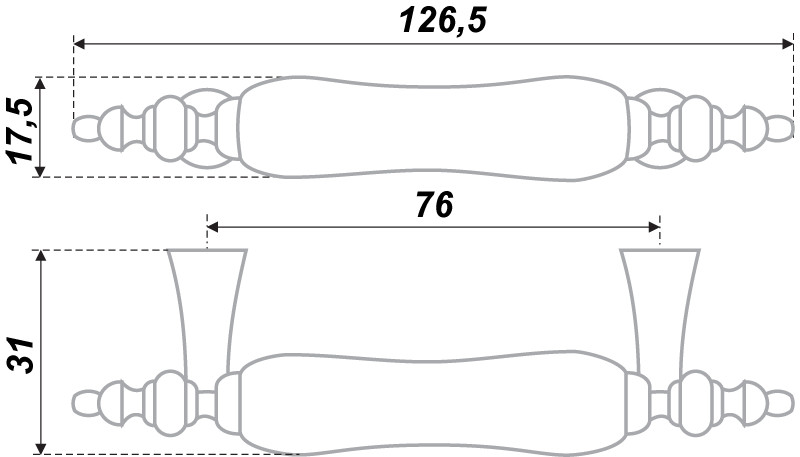 Мебельная ручка RS116AB.4-76-W02 старинная латунь - 2
