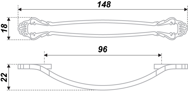 Мебельная ручка RS430CP-W.4-96  хром  - 1