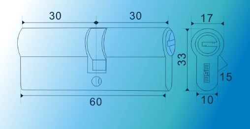 Цилиндровый механизм MSM C60 PB (60=30+30) мм полированная латунь - 2