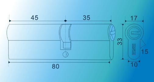 Цилиндровый механизм MSM С45-35 PB (80=45+35) мм полированная латунь  - 2
