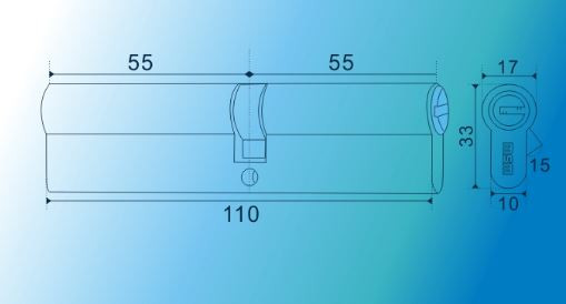 Цилиндровый механизм MSM С110 PB (110=55+55) мм полированная латунь  - 2