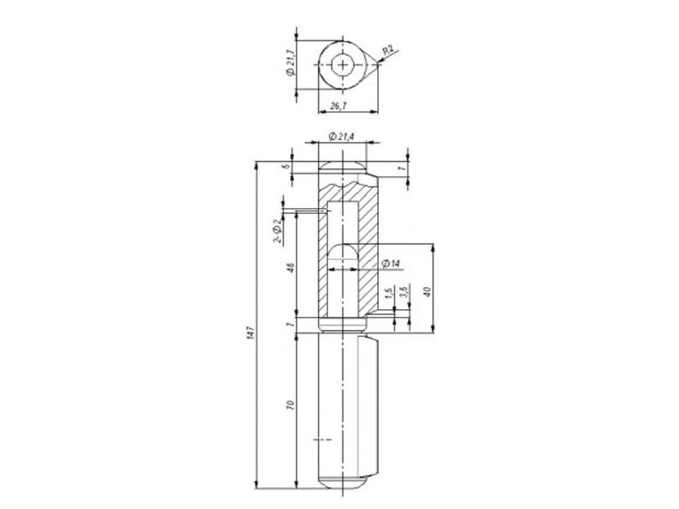 Петля приварная Fuaro T2-150-22 с подшипником - 1
