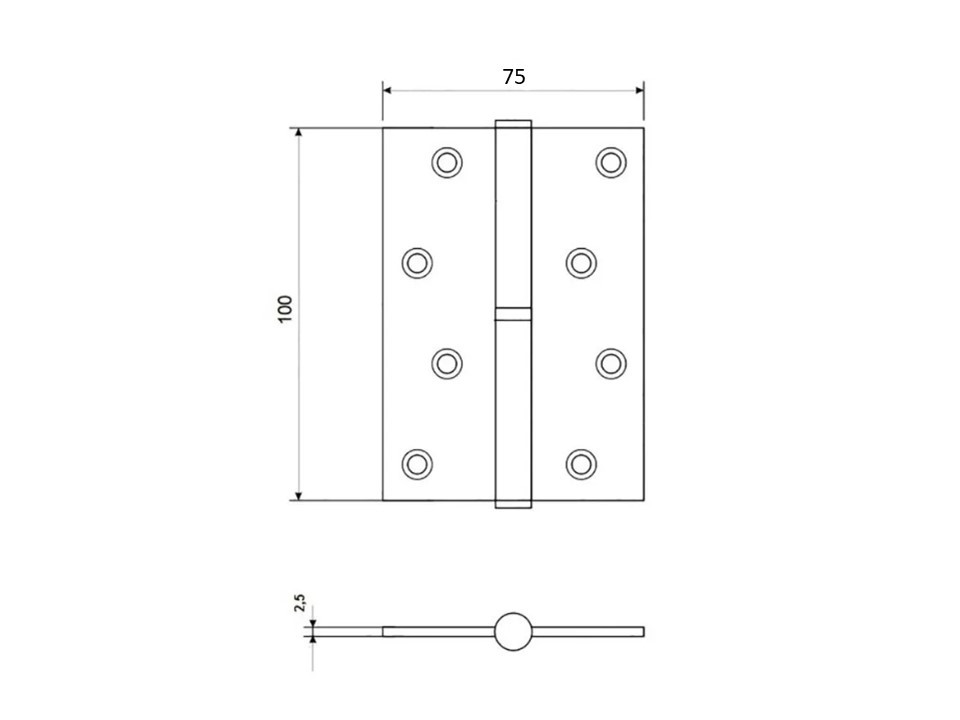 Петля дверная Palladium N 613-S-4 CP правая, бронза  - 3