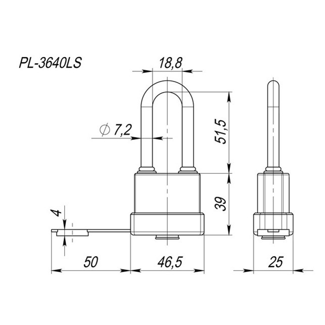Навесной замок Fuaro PL-WEATHER-3640 LS 3key  - 2