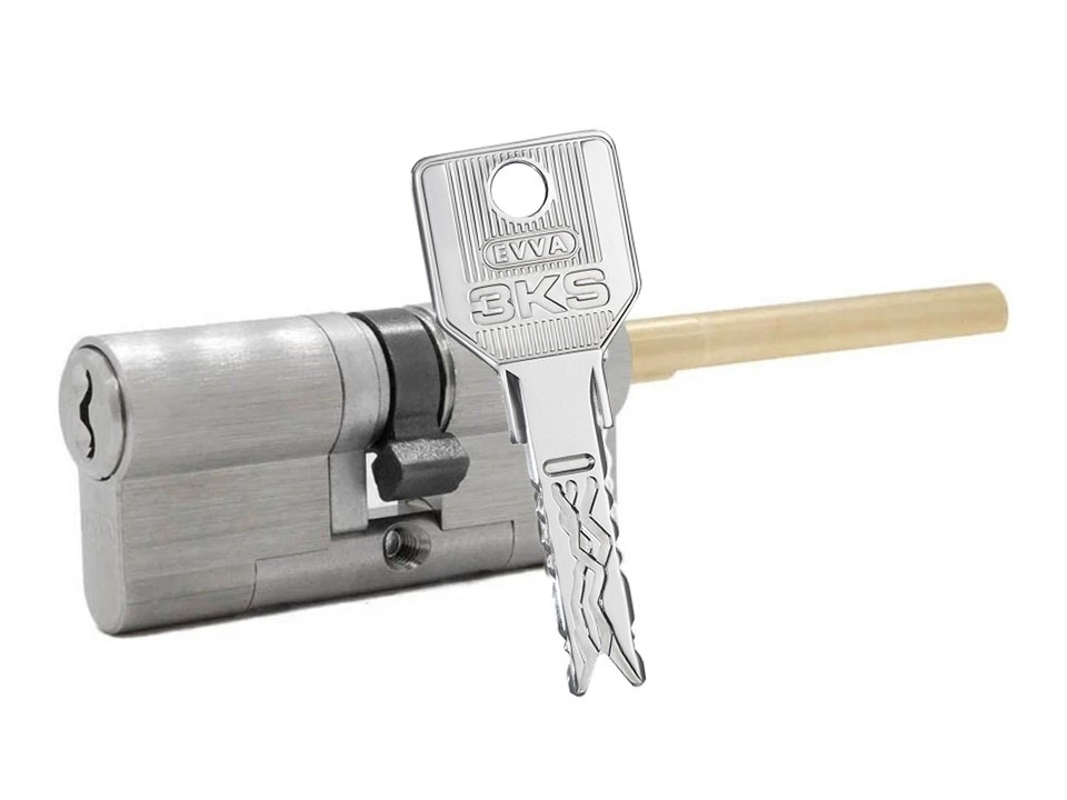 Цилиндровый механизм EVVA 3KS 62мм (31+31) ключ-шток, никель - 1
