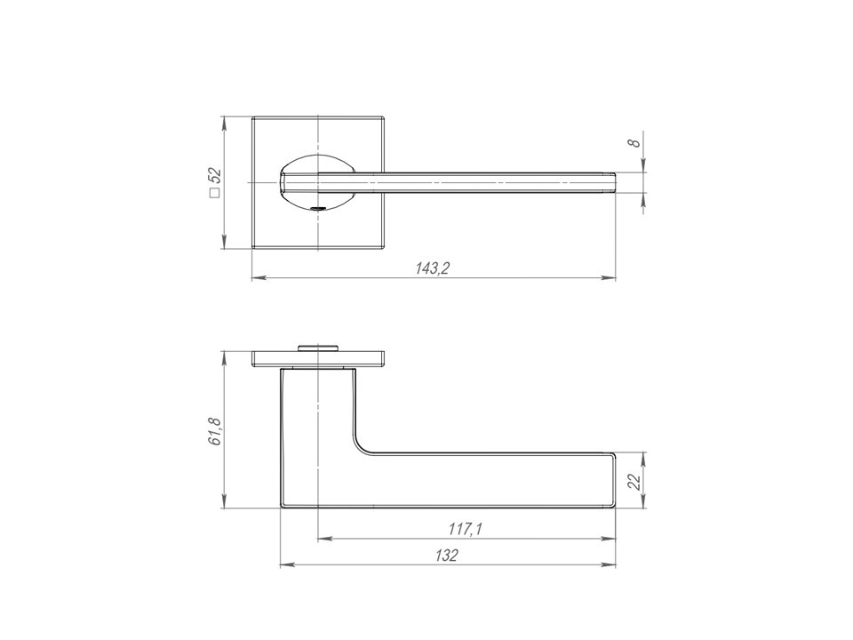 Дверная ручка Punto K.ARC.Q52.MAIN BL-24 черный   - 1