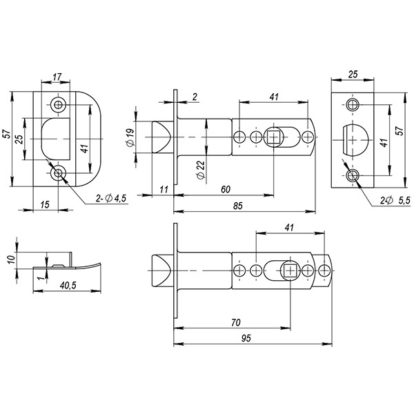 Ручка защелка Ajax DDK610 AB-ET (кл.-фик.) бронза - 3