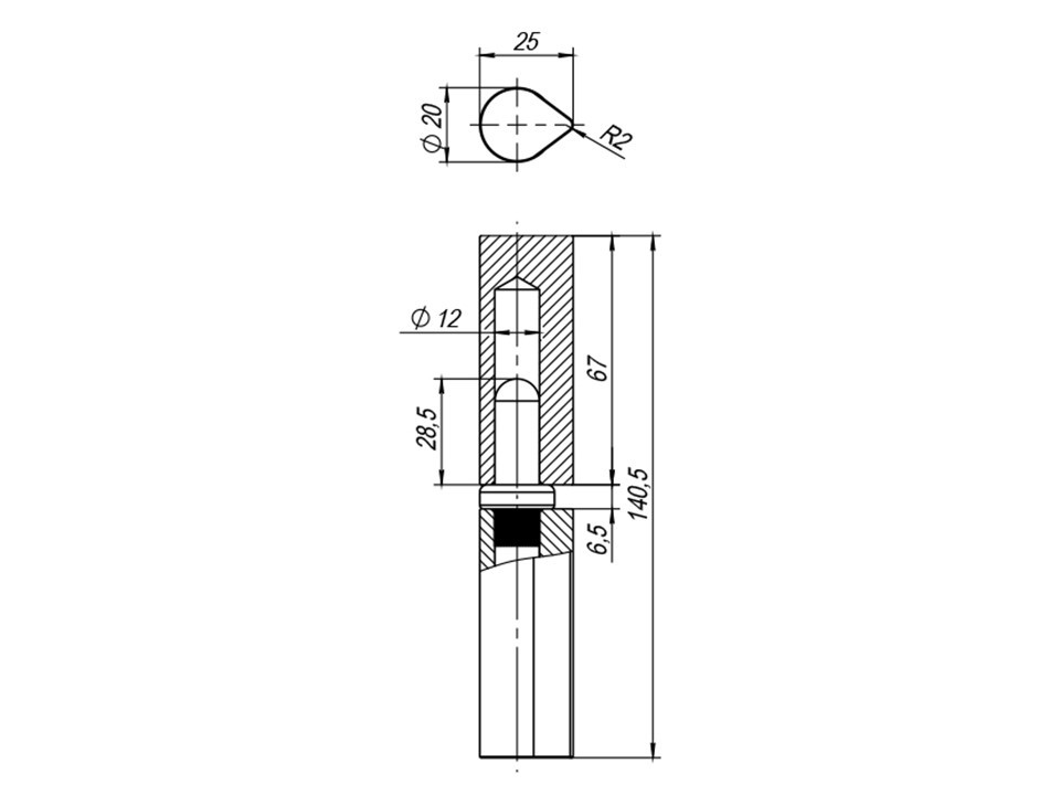 Приварная петля Fuaro Т1254-140х20x25 мм с подшипником  - 2