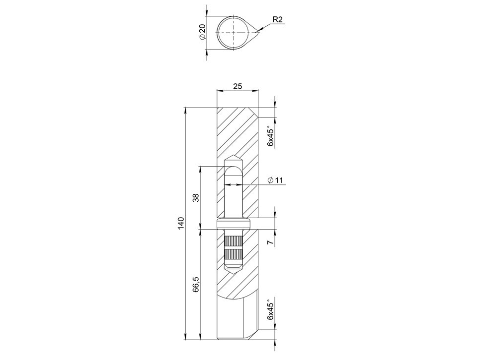 Петля приварная Trudo D20x140S с фаской - 3
