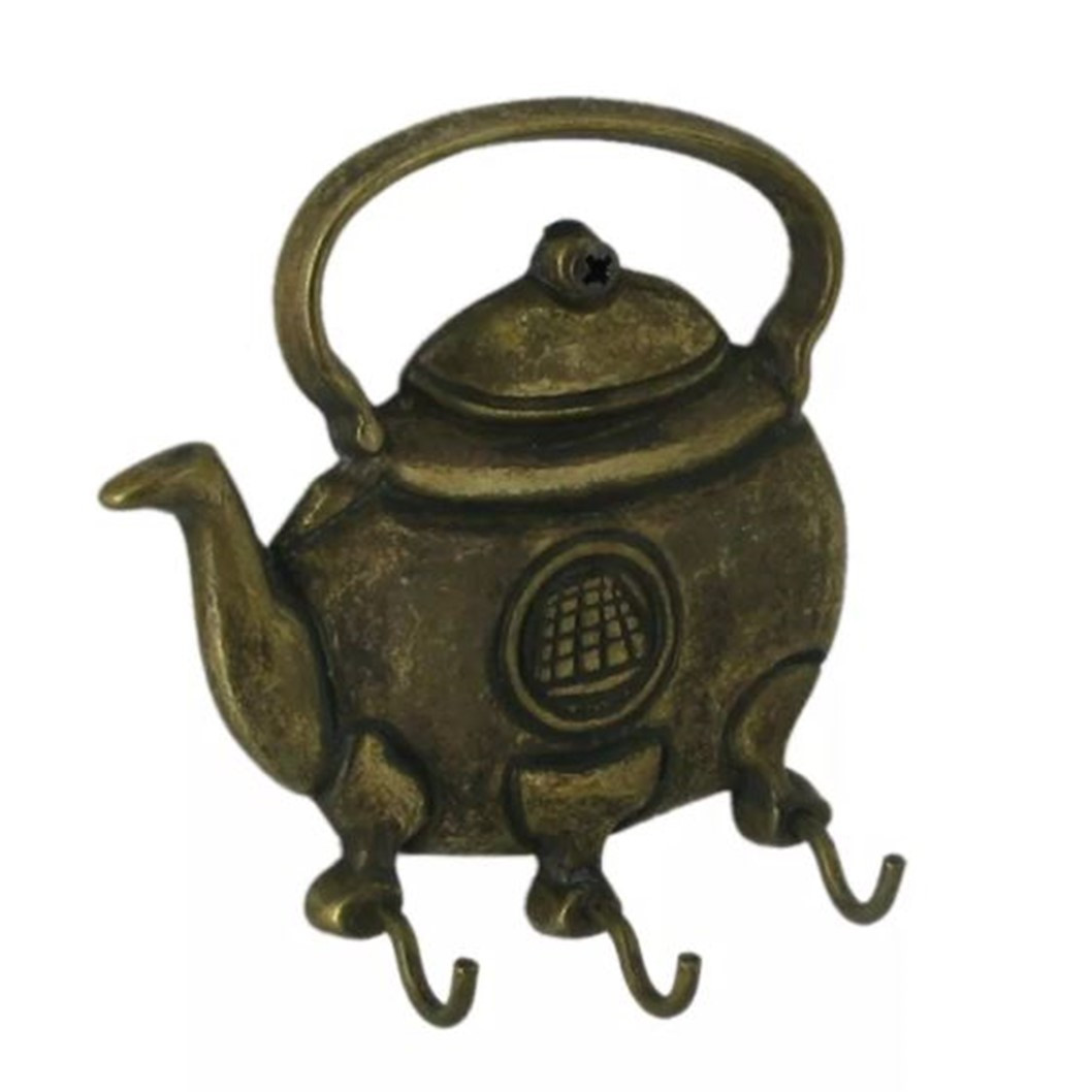 Вешалка Stilars Чайник с 3 крючками античная бронза  - 1