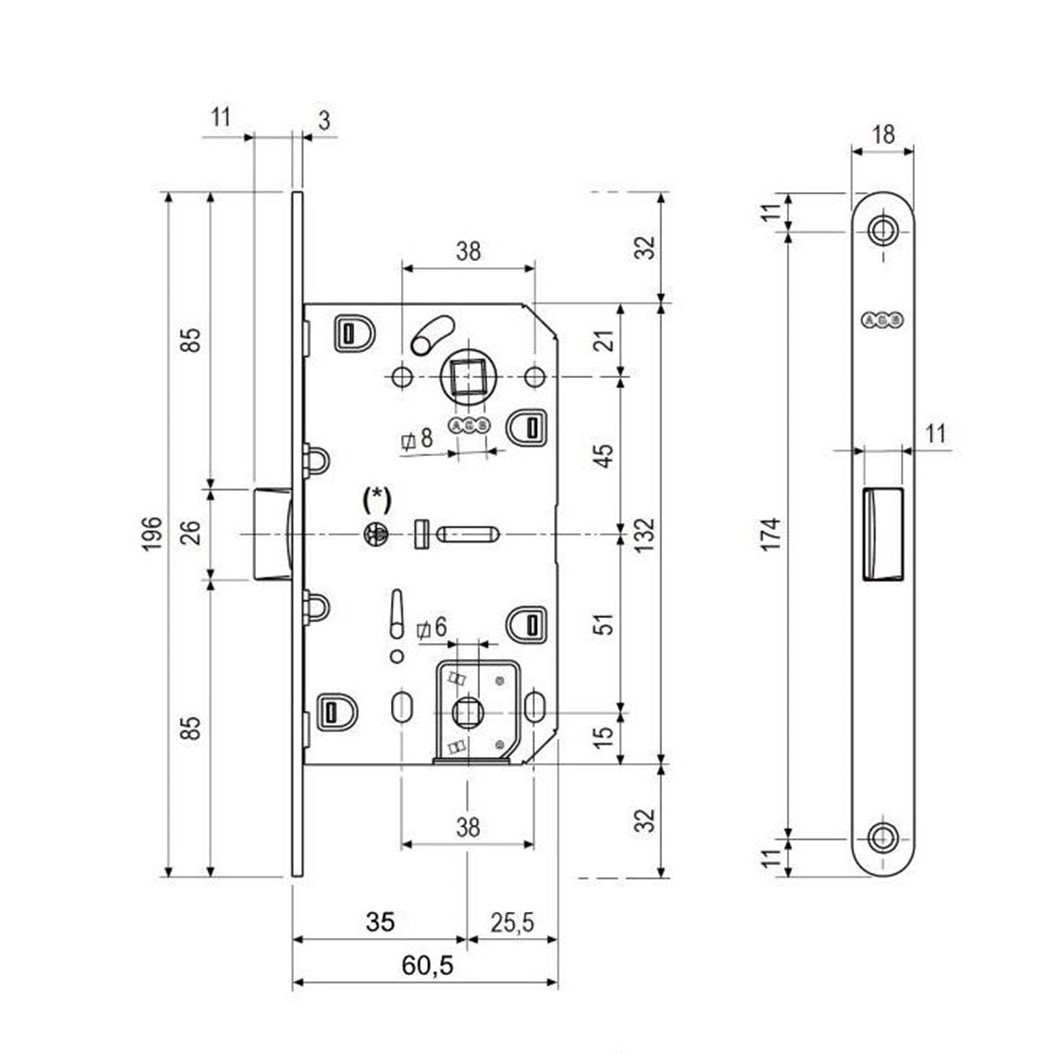 Защелка врезная AGB Mediana EVOLUTION B011023506 никль - 2
