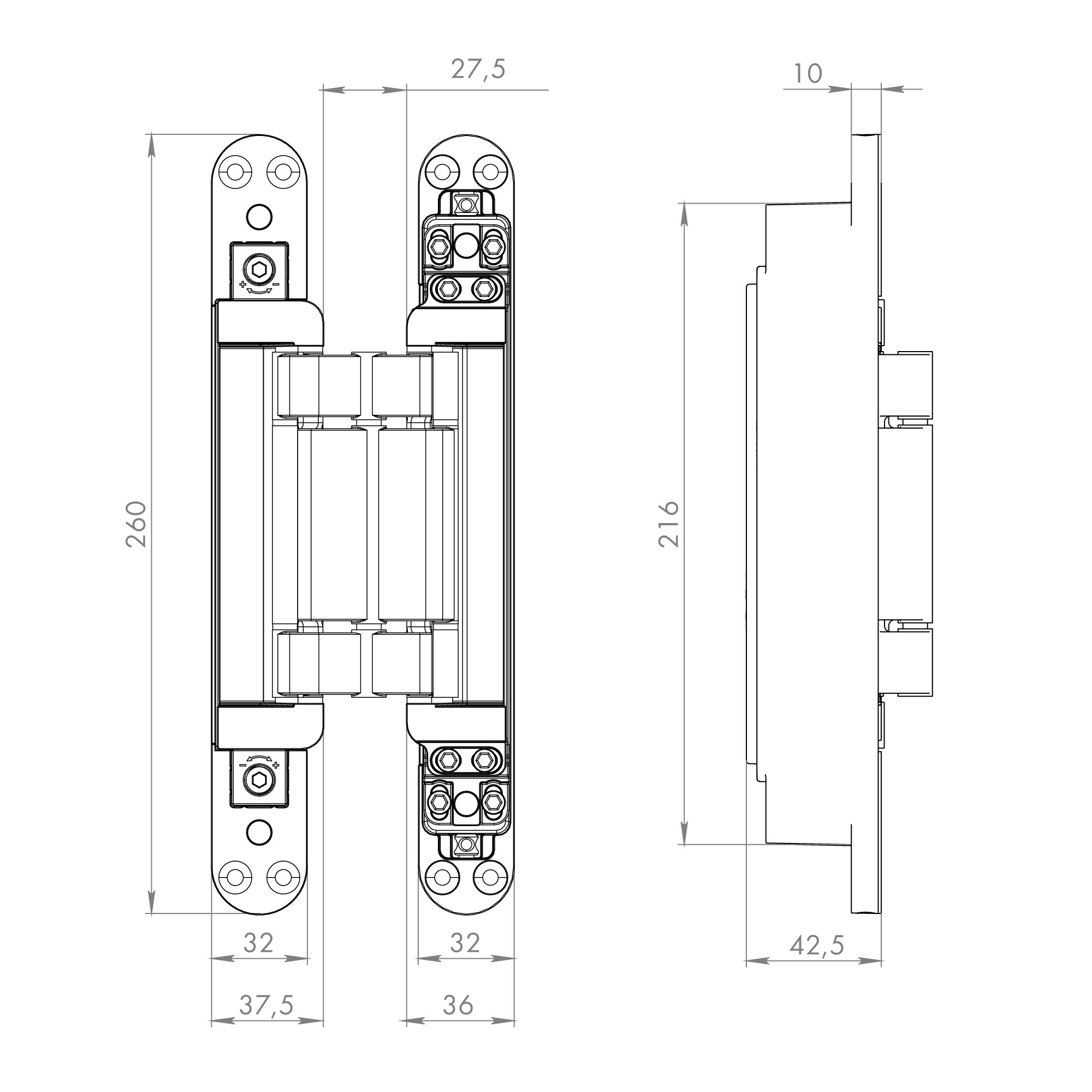 Петля скрытой установки Armadillo U3D2200.VPG SC мат. хром TECH  - 2