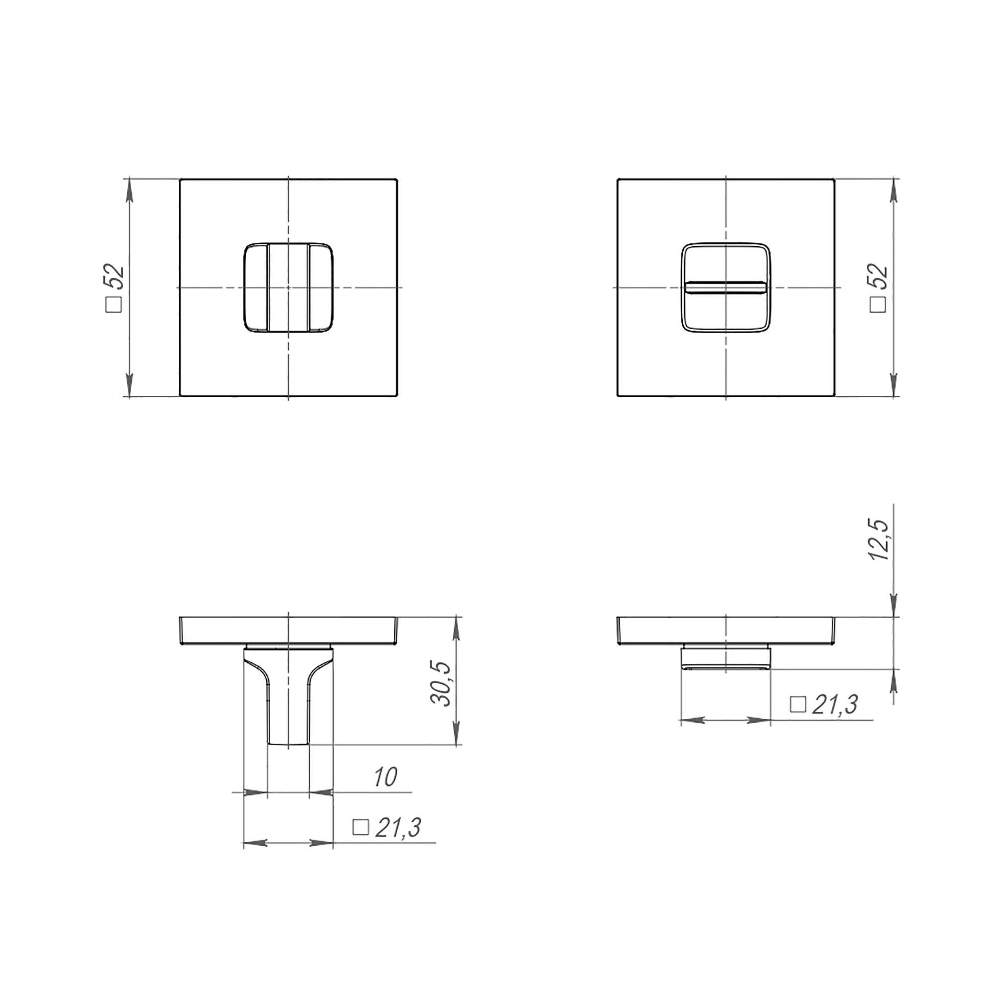 Ручка поворотная Ajax BK6.K.JS51 SN-3 матовый никель  - 1