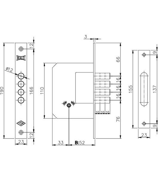 Замок врезной KALE KILIT 189-4MF 5 key - 3 Замок врезной KALE KILIT 189-4MF 5 key - 3
